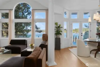 Main Level living room opens to Dining