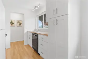 Galley kitchen with plenty of storage