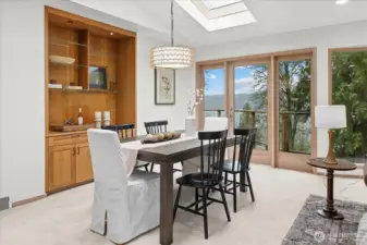 Dining room with built ins and a view!