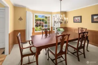 For the more formal evenings, you will enjoy this fabulous formal dining room.  Plenty large enough for all of your dining room furniture, you will love the elegance of this space.