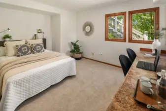 This is a fifth bedroom downstairs.  Like the other bedrooms, it has great size.  This would make the perfect space for extended family members or live-in guests!  Not pictured is a fabulous walk-in closet.