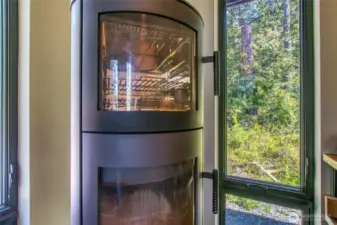 Contemporary Wittus Lugo wood cookstove (heats and cooks).