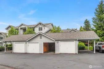 Garage #135 is available for one car parking + storage! You're just steps away from your front door.