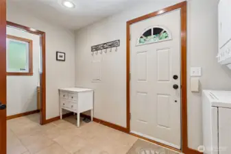 This is a roomy mudroom -- there's a closet out of view to the left.