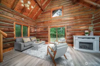 Vaulted ceilings off the kitchen