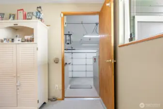 Chair/people lift installed to give you a zero stairs entrance option...convenient for unloading the Costco run too!