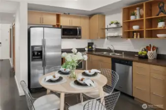 Open kitchen on upper floor