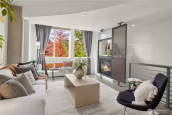 Living room featuring gas fireplace.
