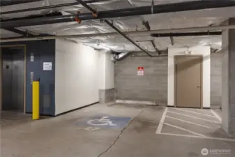 Additional ADA parking space in secure garage.