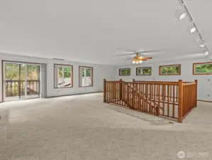 Upstairs rec room with deck