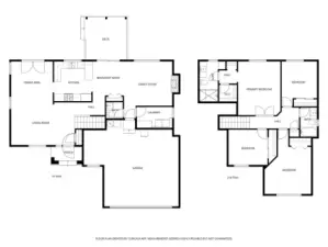 Floor plan of both levels.   The garage is not pictured because if currently functions as a "Man's Closet" with motorcyles, a vintage Corvette and all sorts of fun stuff.  It will, however, hold 2 full size cars.