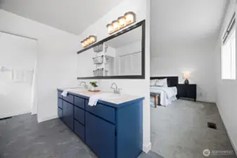 Refreshed primary suite bathroom