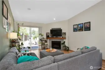 living room with gas fireplace