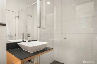 Three quarter bath on the main level, perfect for guests.