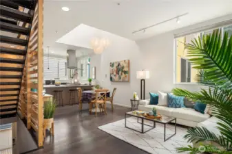 Fabulous 2nd level with soaring ceilings, gleaming floors, skylight and more.