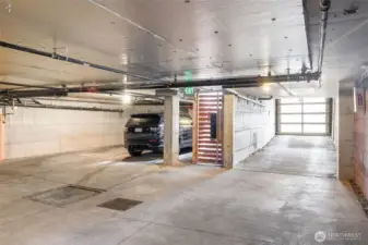Secure garage parking onsite with direct access to the courtyard, space back left (not pictured).