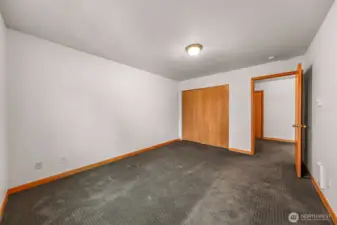 Bedroom 2 view from window to door, large closet