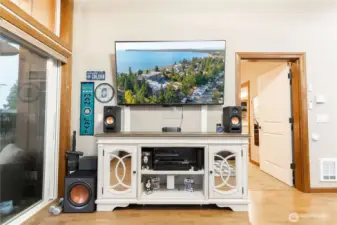 Lots of wall space for entertainment center.