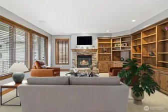 The family room can easily host a large crowd.