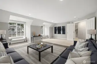 The upstairs Bonus room is 'super sized'. Perfect for game night or watching a movie.