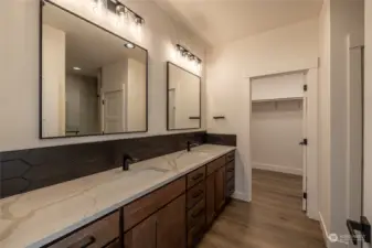 Primary Bathroom - Softclose Cabinetry with direct access to Walkin closet!