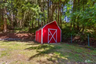 Little red barn shed included.