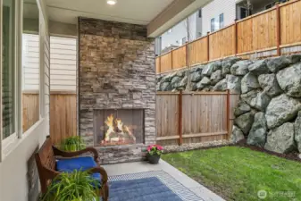 Covered Back Patio with Gas Fireplace