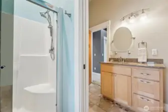 Second bedroom's private bathroom has access to the shared shower room.