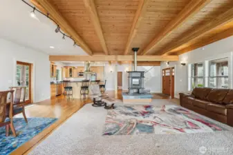 Spacious and open and complete with soapstone fireplace.