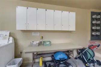 Shared Laundry on main level. One storage cabinet per unit.