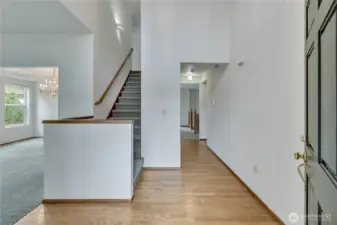Formal areas to the left and kitchen/living areas are ahead.