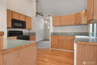Huge kitchen with lots of counterspace.