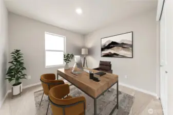 One of the bedrooms on the 2nd level. Actual home is under construction and materials, colors, and finishes will vary. See site agent for details.