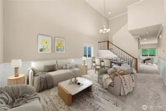 virtually staged living/dining area