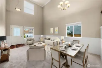 virtually staged living/dining area