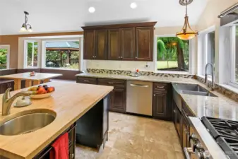 Prep sink and Travertine tile