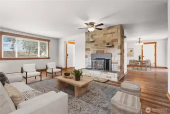 living room virtually staged.