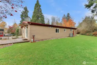 From the side of the property of the back of the house.