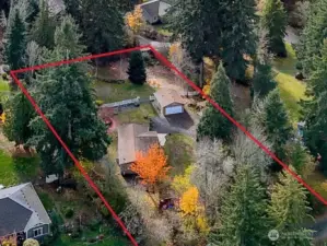 Approximate boundary of property. There is a road behind the pasture and of course, at the driveway.