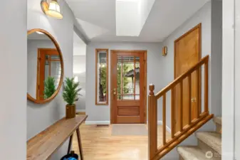 Front door with large coat closet
