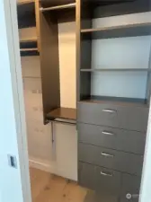 Bedroom closet includes closet organization