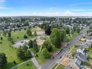 Areal view of Jefferson Park and Home