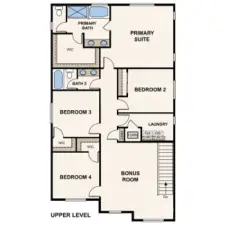 Hadley Plan - Upper Floor - Marketing Rendering - may vary per location.  The photos are of a model and may not have the same finishes/colors/upgrades as the home