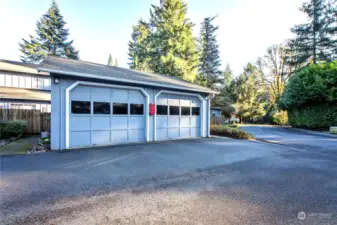 Single car garage.  Door on Left belongs to unit C.