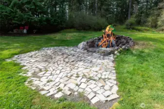 Enjoy days or evenings near the grotto style fire pit.