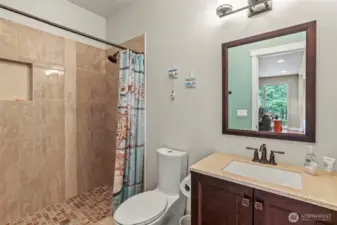 Guest bath walk in tile shower