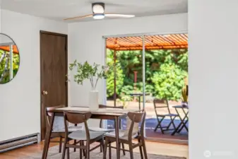 Dining room with view out to the patio