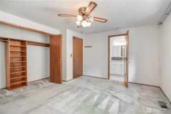 Primary Bedroom with large closet and nice bath