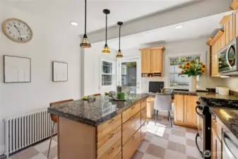 Natural light pours into this kitchen always keeping it bright and cheery