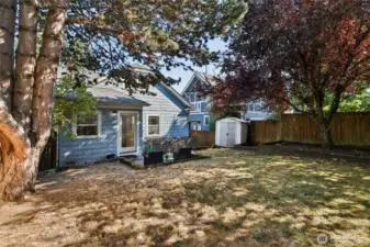 Fully fenced peaceful and private backyard.
